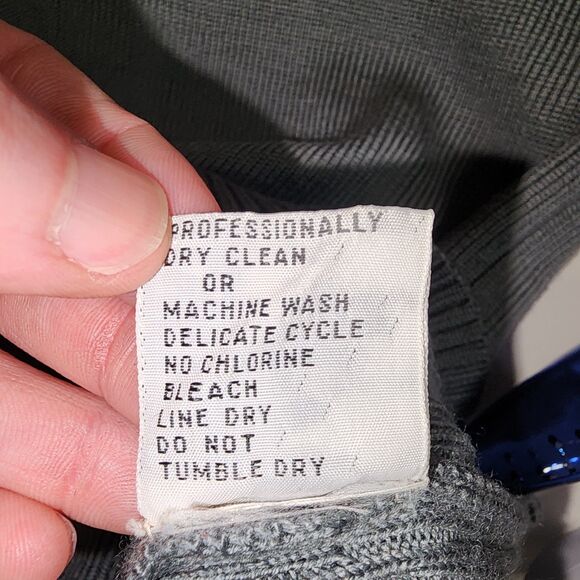 Vintage White Stag Grey Wool Blend Quarter Zip Pullover Sweater Size L - Picture 6 of 7